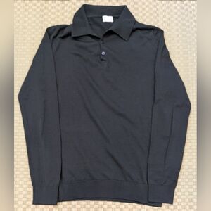 ASKET Ther Merino Wool Polo Forest Green Men's Size Medium Long Made in Romania